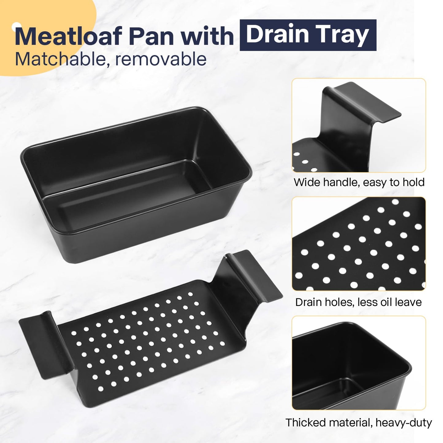 Spmarkt 2-Pack Premium 5-Layer PTFE Non-Stick Meat Loaf Pan Set with Drip Trays | Easy Release | Oven-Safe 2-Piece Loaf Pans for Healthy Cooking, Easy to Clean
