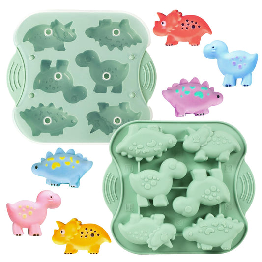 2-Pack Silicone Dinosaur Mold, Multi-Purpose Jello Molds for Kids, Dinosaur Silicone Mold for Chocolate, Dinosaur Baking & Crafting Tool for Cake, Candy, Jello, Ice Cubes