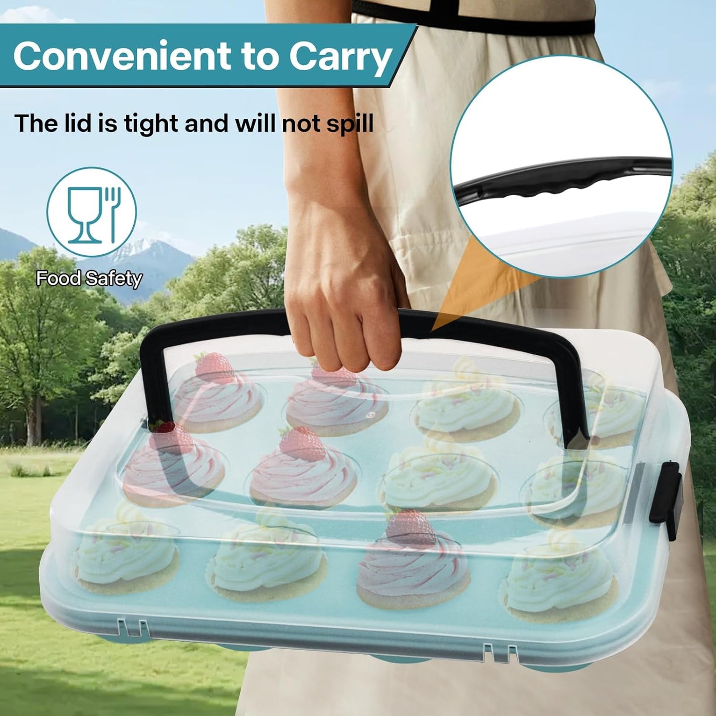 2-Pack Blue 12-Cup Muffin Pans with Lids