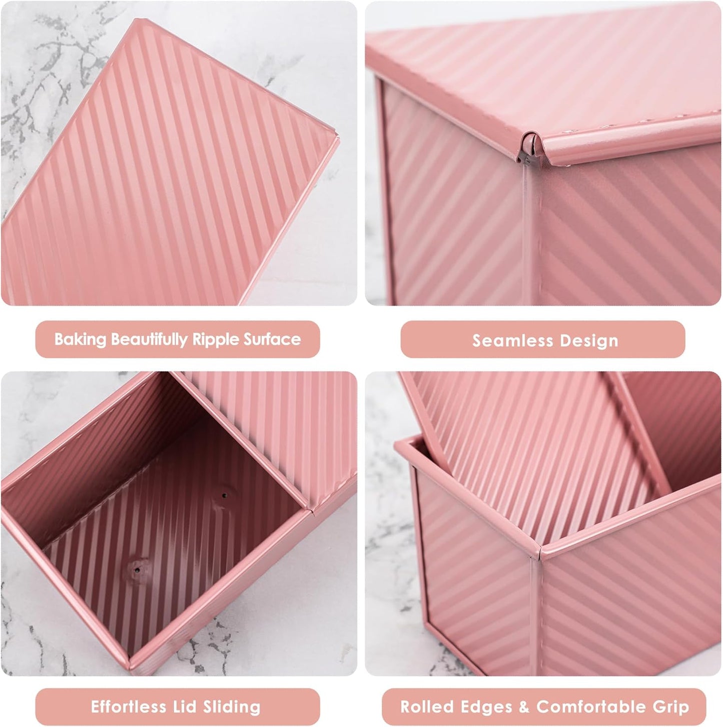 Pink 13-Inch 2.2 lb Pullman Loaf Pan with Lid image 3