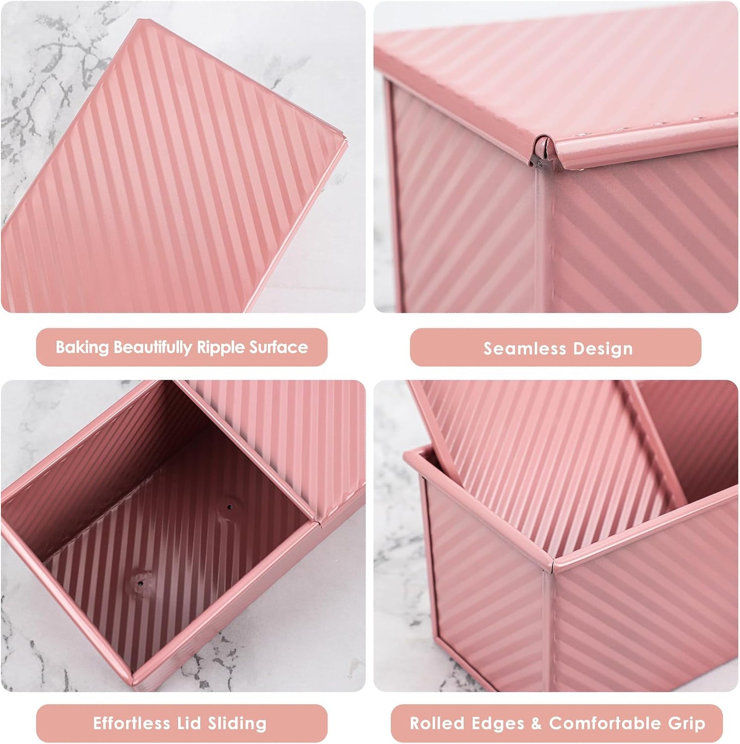 Pink 1 lb Pullman Loaf Pan with Lid image 3