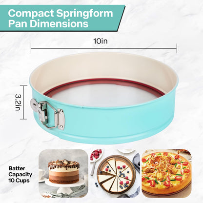 Spmarkt 10-Inch Glass Bottom Springform Pan with Silicone Seal, Springform Pan 10 inch Nonstick,10In Cheesecake Pans Springform, Leak-Proof, Nontoxic & Oven-Safe