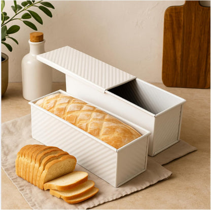 2-Pack Beige Pullman Loaf Pan with Lids