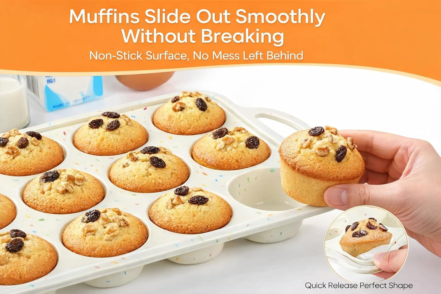 2-Pack 12-Cup Silicone Cupcake Pan with Handles - B0FCBX8YW7 image 4