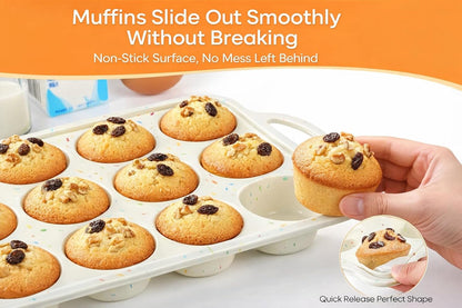 2-Pack 12-Cup Silicone Cupcake Pan with Handles - B0FCBX8YW7 image 4