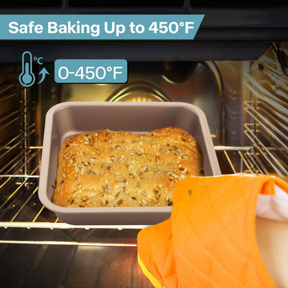 2-Pack 8 inch Square Cake Pan, 8x8 Baking Pan, Cornbread Square Baking Pan, Perfect for Brownies, Lasagna,Oven Safe