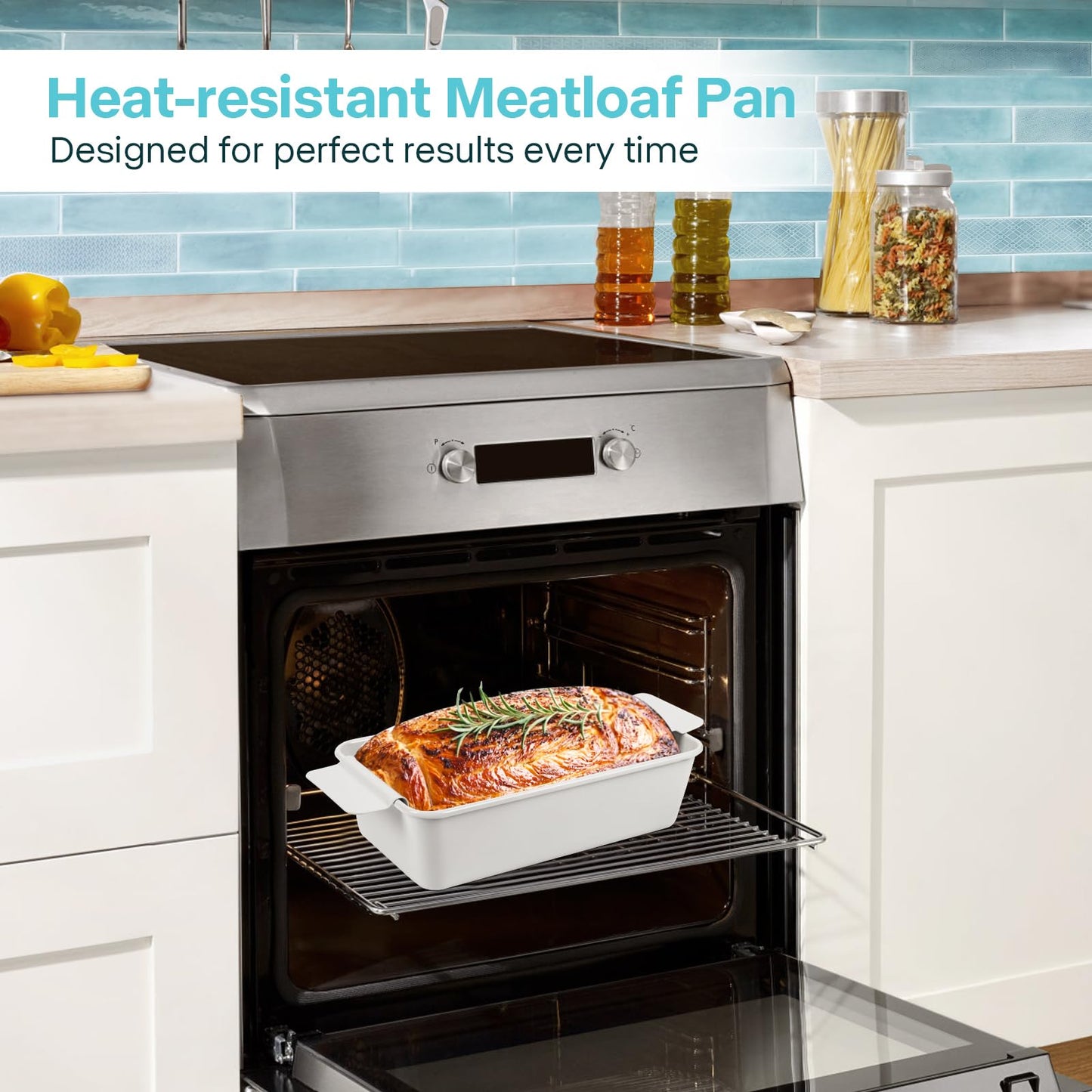 Spmarkt 2-Pack Premium 5-Layer PTFE Non-Stick Meat Loaf Pan Set with Drip Trays | Easy Release | Oven-Safe 2-Piece Loaf Pans for Healthy Cooking, Easy to Clean