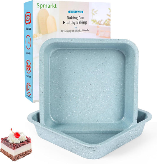 2-Pack Light Blue 8-Inch Square Cake Pan - Spmarkt B0DBQ5FL6T