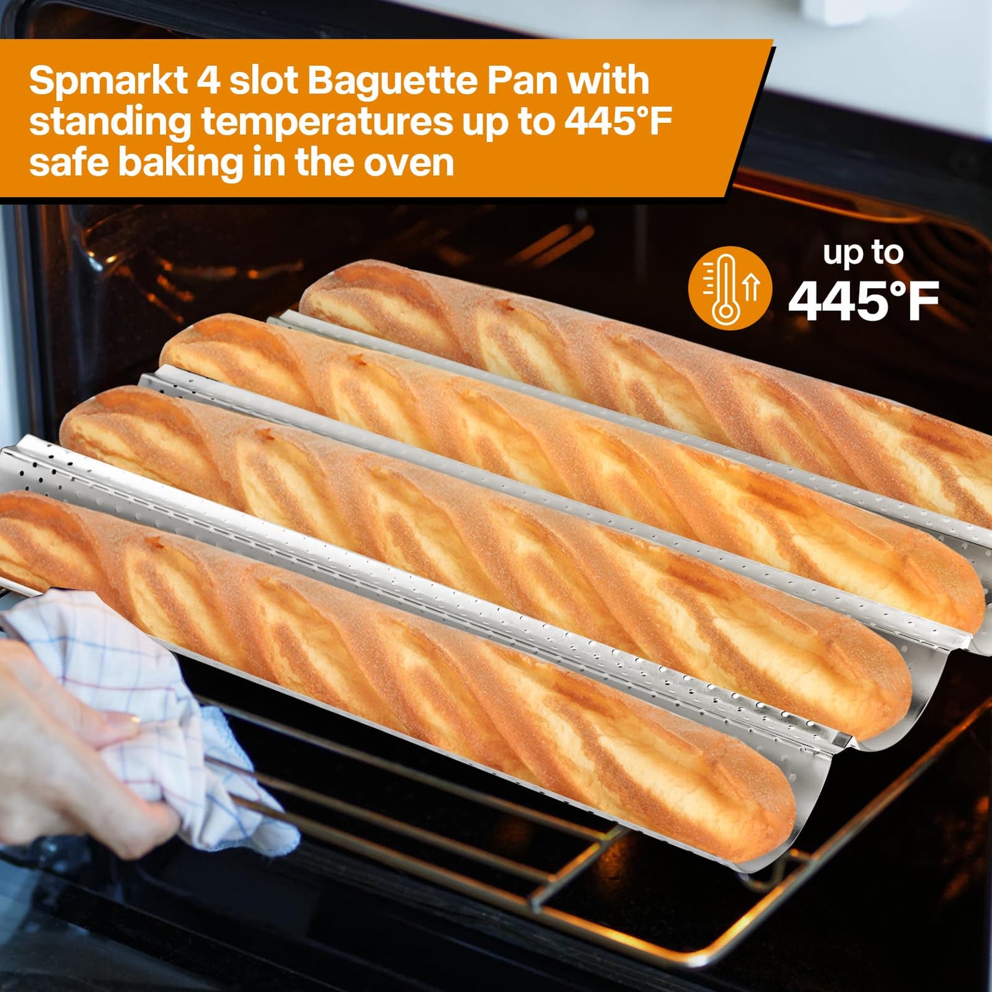 Spmarkt 4-Slot French Baguette Pan Set, Non-Stick French Bread Pan, Baguette Baking Pan with Proofing Cloth, Bread Lame, Home Baking Tools Kit for Homemade Bread