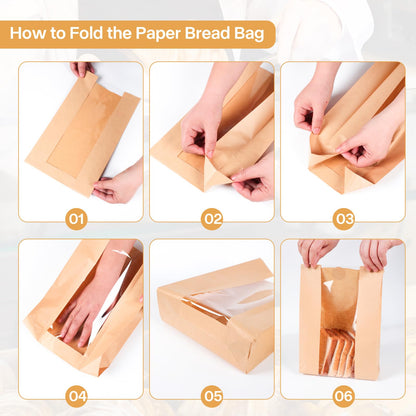 Spmarkt 100-Pack Bread Bags, Sourdough Bread Bags with 120 Bread Sticker for Homemade Bread, Paper Bread Loaf Bags for Bakery, Fresh Artisan Sourdough Bagel Bags for Gifting Sweet Bread