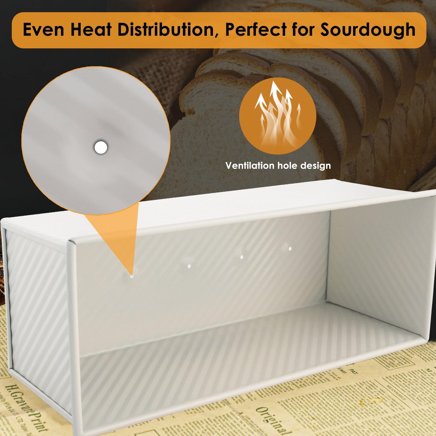 Spmarkt Premium Beige 13-inch Pullman Loaf Pan with Lid, 2.2 lb Sandwich Loaf Pan for Homemade Bread, PFTE and PFOA-Free Non-Stick Rectangle Bread Pan, Safe and Healthy, Easy to Clean