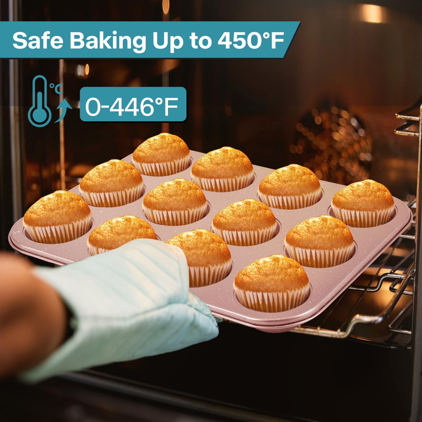 2-Pack Pink 12-Cup Muffin Pan with Lid - Spmarkt B0D4QFKJSR