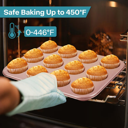 2-Pack Pink 12-Cup Muffin Pan with Lid - Spmarkt B0D4QFKJSR