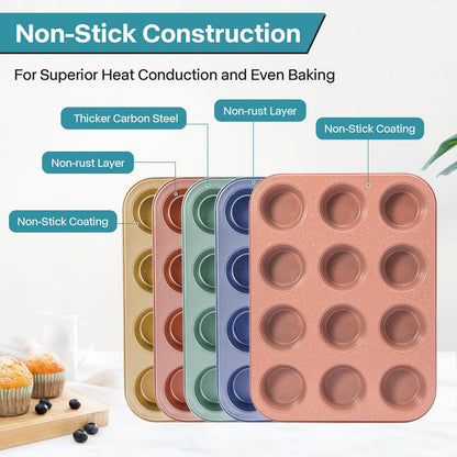 2-Pack Pink 12-Cup Muffin Pan with Lid - Spmarkt B0D4QFKJSR