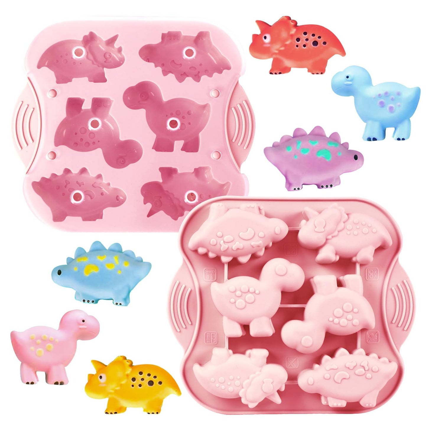 2-Pack Silicone Dinosaur Mold, Multi-Purpose Jello Molds for Kids, Dinosaur Silicone Mold for Chocolate, Dinosaur Baking & Crafting Tool for Cake, Candy, Jello, Ice Cubes