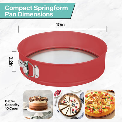 Spmarkt 10In Glass Bottom Springform Pan,10 inch Nonstick Cheesecake Pan with Silicone Seal for Easy Release, Leak-Proof, Great Gift for Baking Lovers