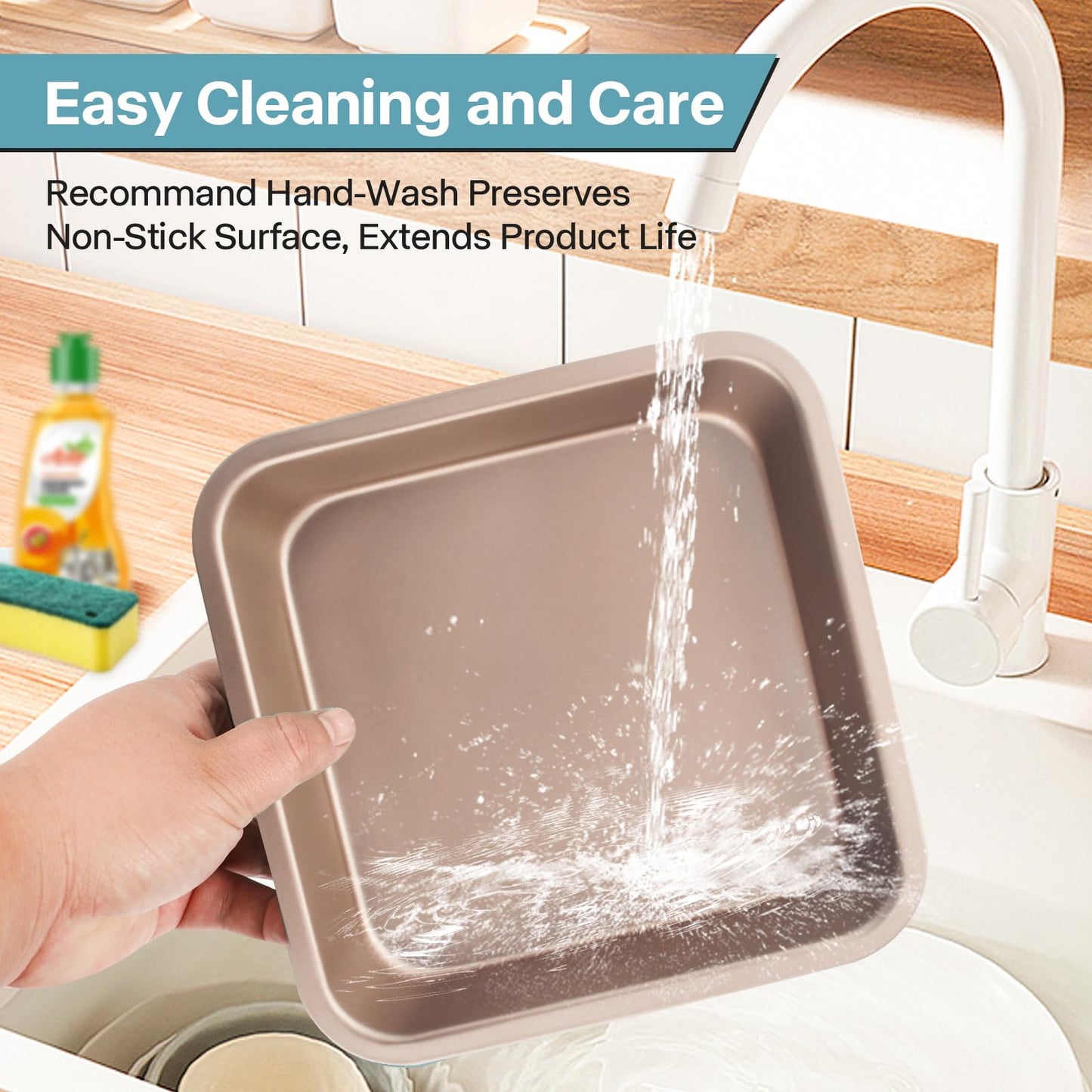 2-Pack 8 inch Square Cake Pan, 8x8 Baking Pan, Cornbread Square Baking Pan, Perfect for Brownies, Lasagna,Oven Safe