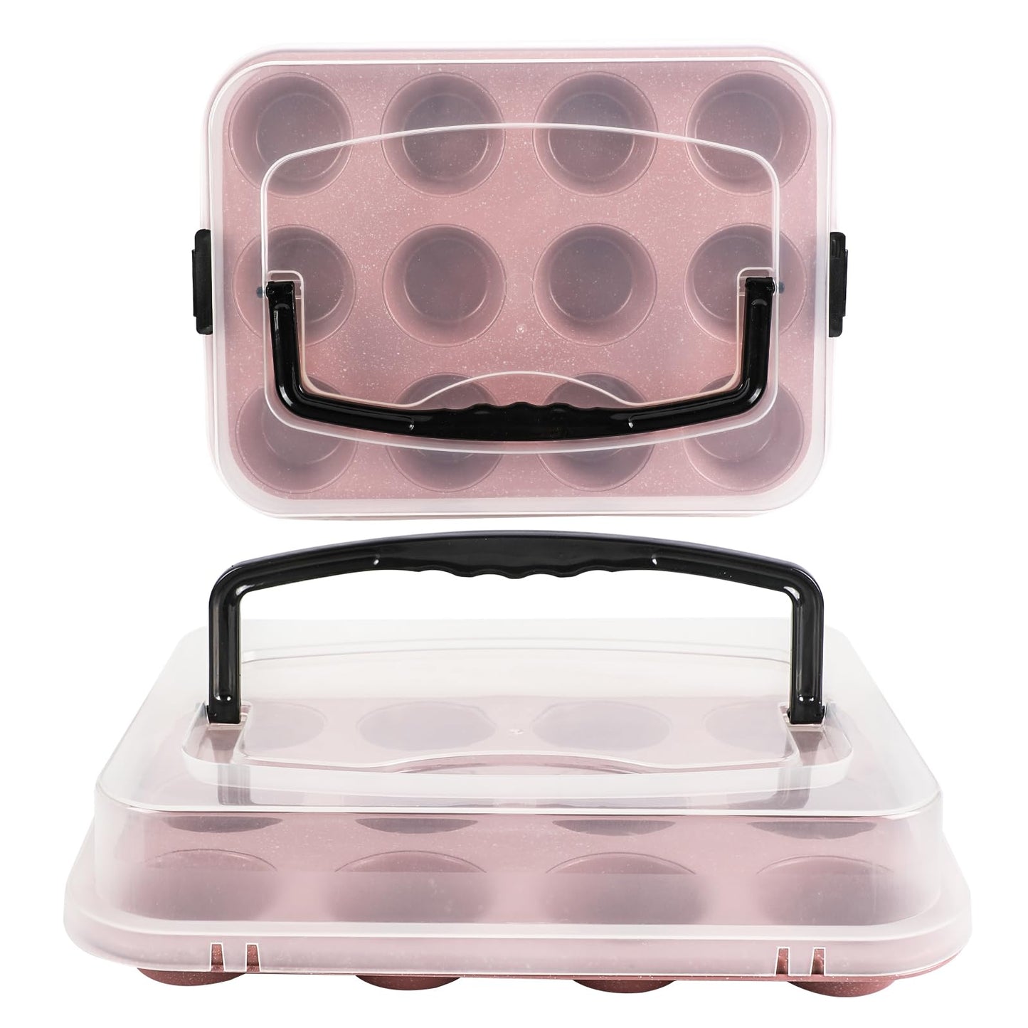 2-Pack Pink 12-Cup Muffin Pan with Lid - Spmarkt B0D4QFKJSR