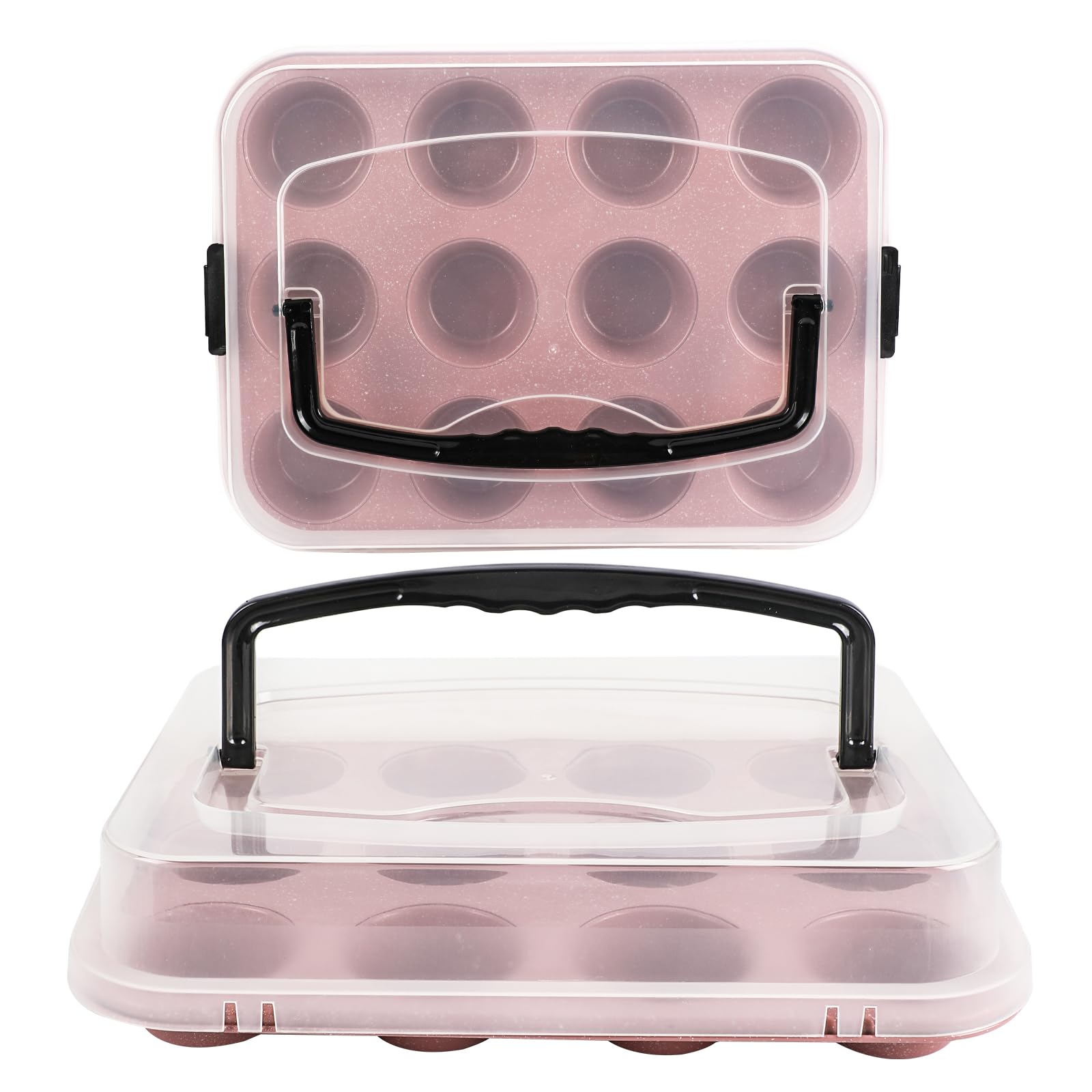 2-Pack Pink 12-Cup Muffin Pan with Lid - Spmarkt B0D4QFKJSR