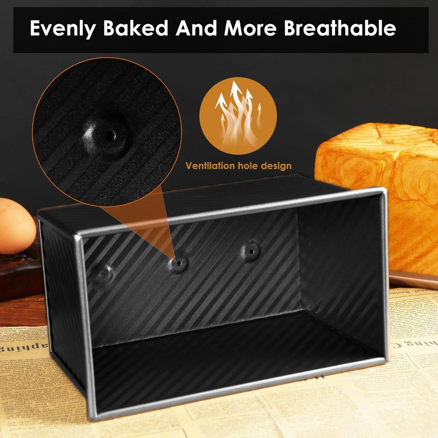 Spmarkt 2pack Pullman Bread Pans with Lid, 1LB Capacity Bread Loaf Pan, Non-Stick, Easy Release Sandwich Bread Loaf Pan for Baking Homemade Bread