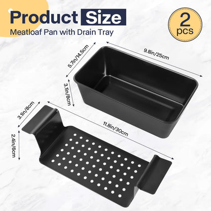 Spmarkt 2-Pack Premium 5-Layer PTFE Non-Stick Meat Loaf Pan Set with Drip Trays | Easy Release | Oven-Safe 2-Piece Loaf Pans for Healthy Cooking, Easy to Clean