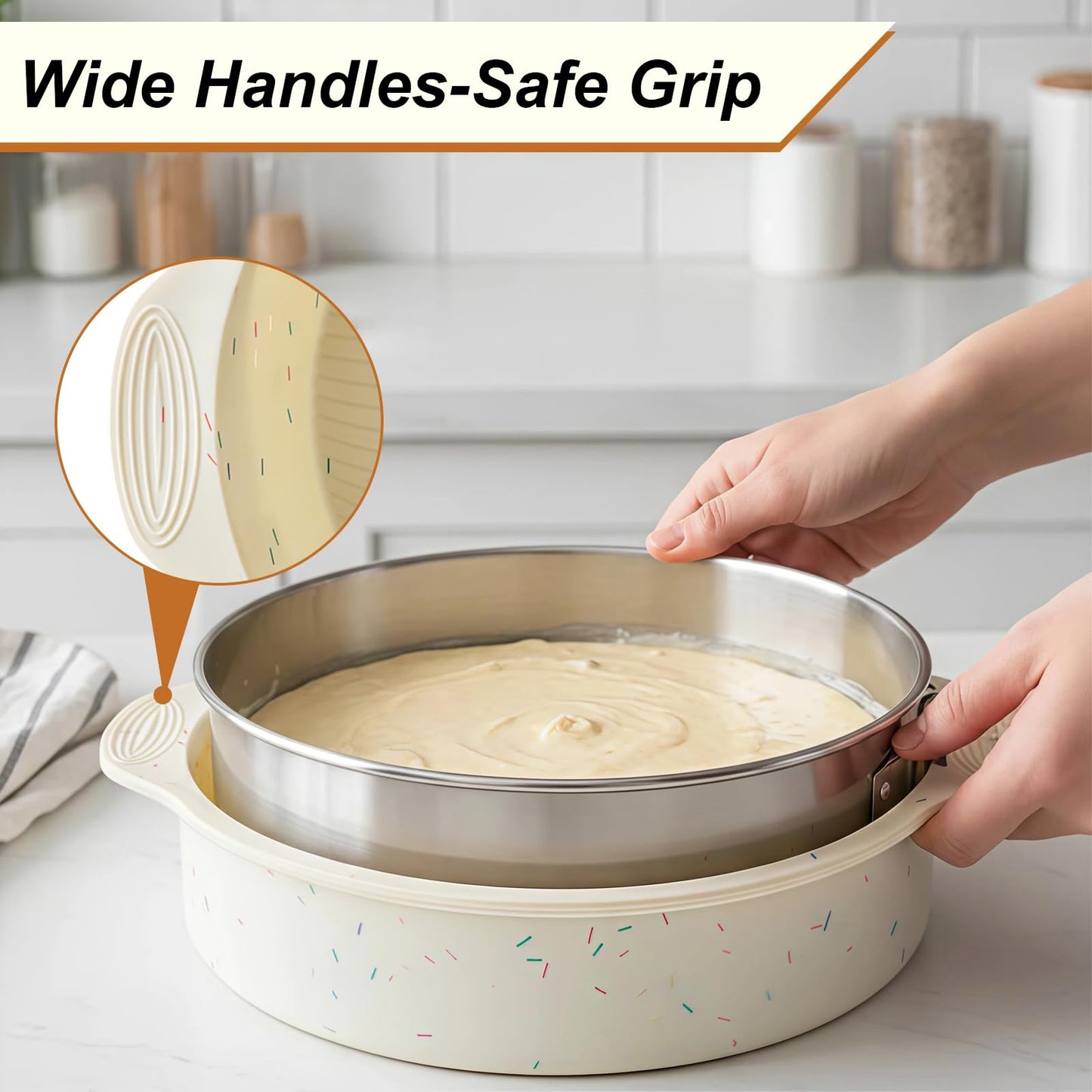10-Inch Sprinkles White Silicone Cheesecake Pan Protector - Spmarkt B0GF2YBBBN