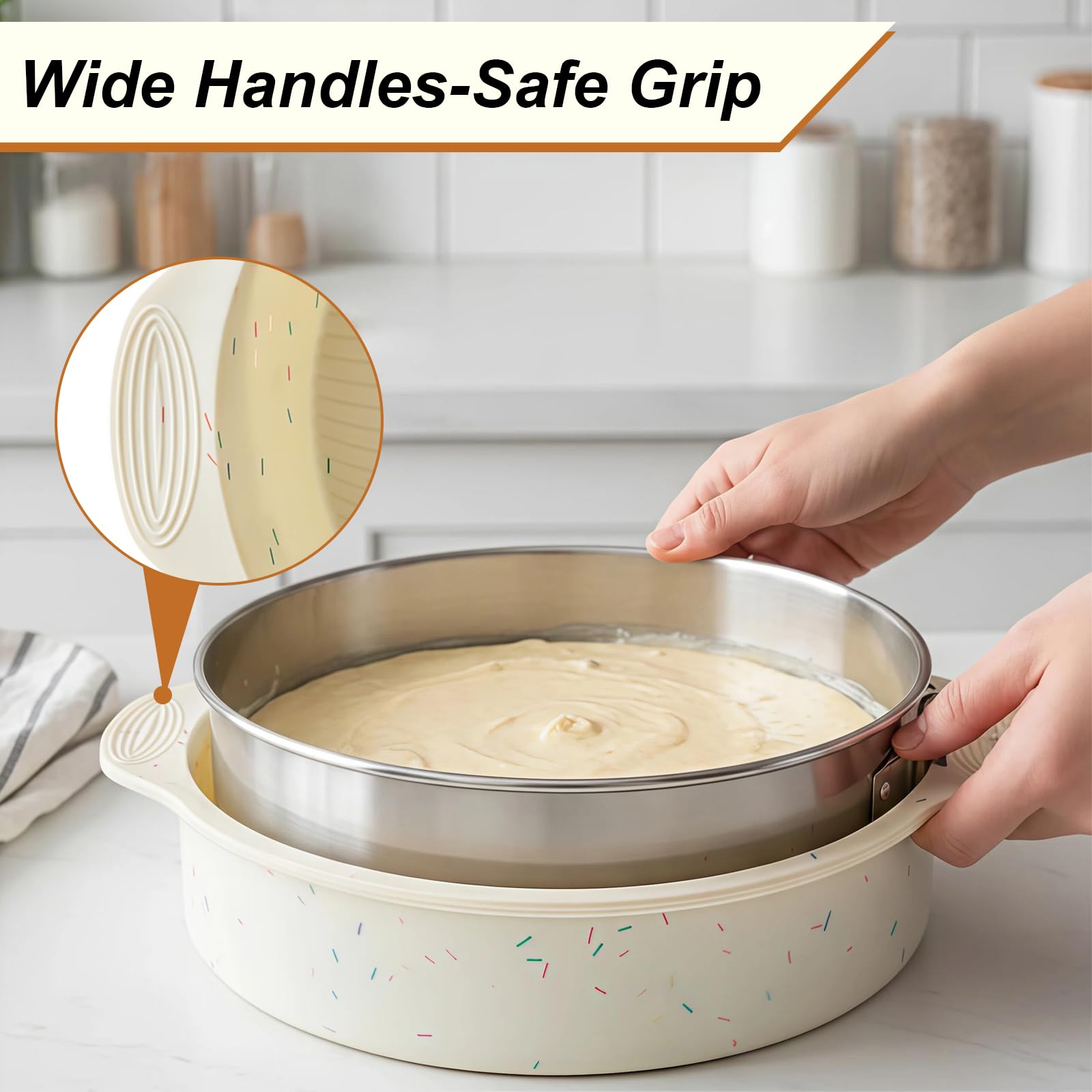 10-Inch Sprinkles White Silicone Cheesecake Pan Protector - Spmarkt B0GF2YBBBN