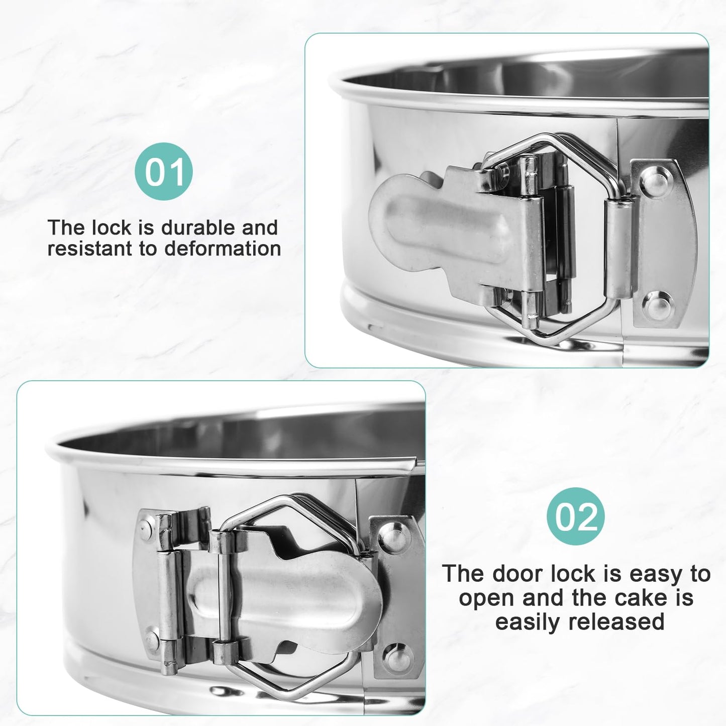 Spmarkt 9inch 304 Stainless Steel Springform Cake Pan with Detachable Bottom, Silicone Cheesecake Pan Protector, Parchment Paper, Decorating Kit Piping Bags and Tips- Ideal for Home Bakers