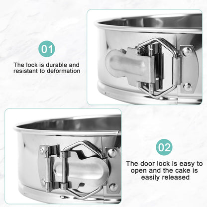 Spmarkt 9inch 304 Stainless Steel Springform Cake Pan with Detachable Bottom, Silicone Cheesecake Pan Protector, Parchment Paper, Decorating Kit Piping Bags and Tips- Ideal for Home Bakers