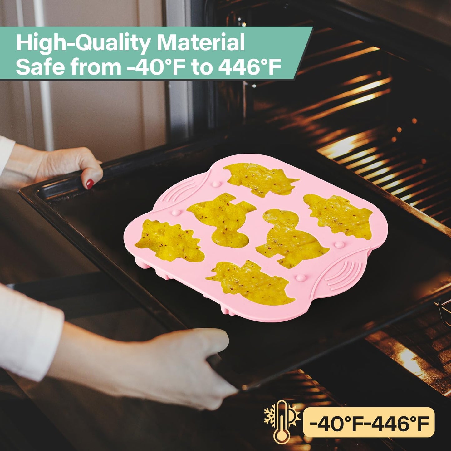 2-Pack Silicone Dinosaur Mold, Multi-Purpose Jello Molds for Kids, Dinosaur Silicone Mold for Chocolate, Dinosaur Baking & Crafting Tool for Cake, Candy, Jello, Ice Cubes