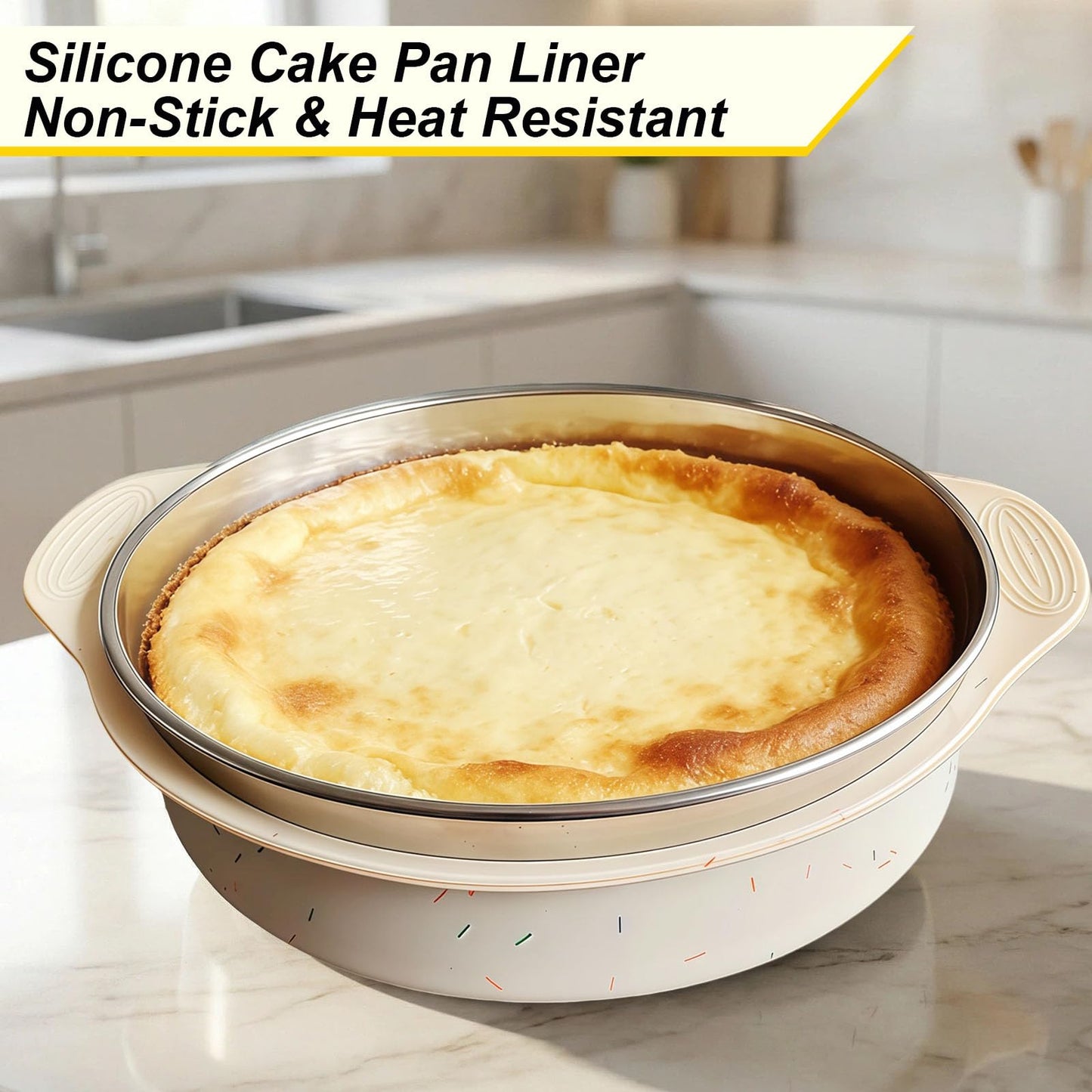 10-Inch Sprinkles White Silicone Cheesecake Pan Protector - Spmarkt B0GF2YBBBN