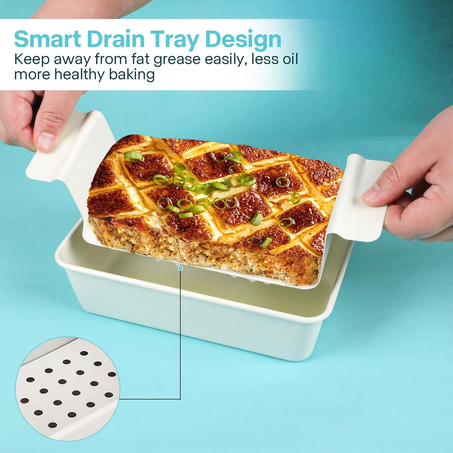Spmarkt 2-Pack Premium 5-Layer PTFE Non-Stick Meat Loaf Pan Set with Drip Trays | Easy Release | Oven-Safe 2-Piece Loaf Pans for Healthy Cooking, Easy to Clean