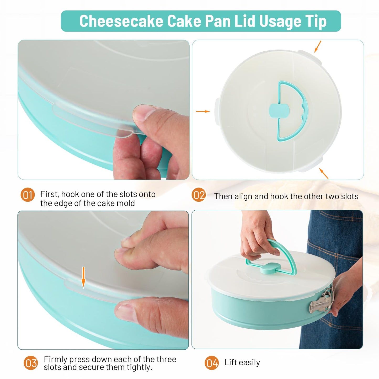 Spmarkt Cheesecake Pan with Removed Bottom and lid, 10-Inch Blue Spring Form Pan for Cheesecake, Springform Pan 10 inch Nonstick, Easy to Clean, Perfect for Baking & Transporting Cakes
