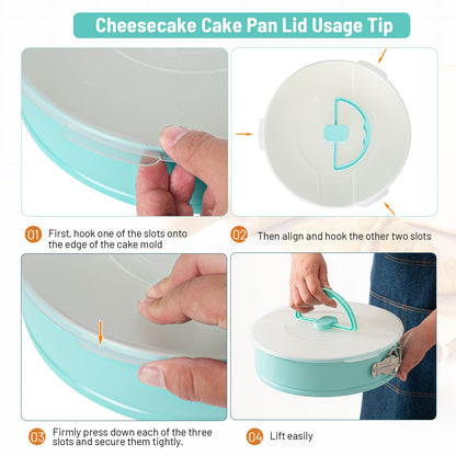 Spmarkt Cheesecake Pan with Removed Bottom and lid, 10-Inch Blue Spring Form Pan for Cheesecake, Springform Pan 10 inch Nonstick, Easy to Clean, Perfect for Baking & Transporting Cakes