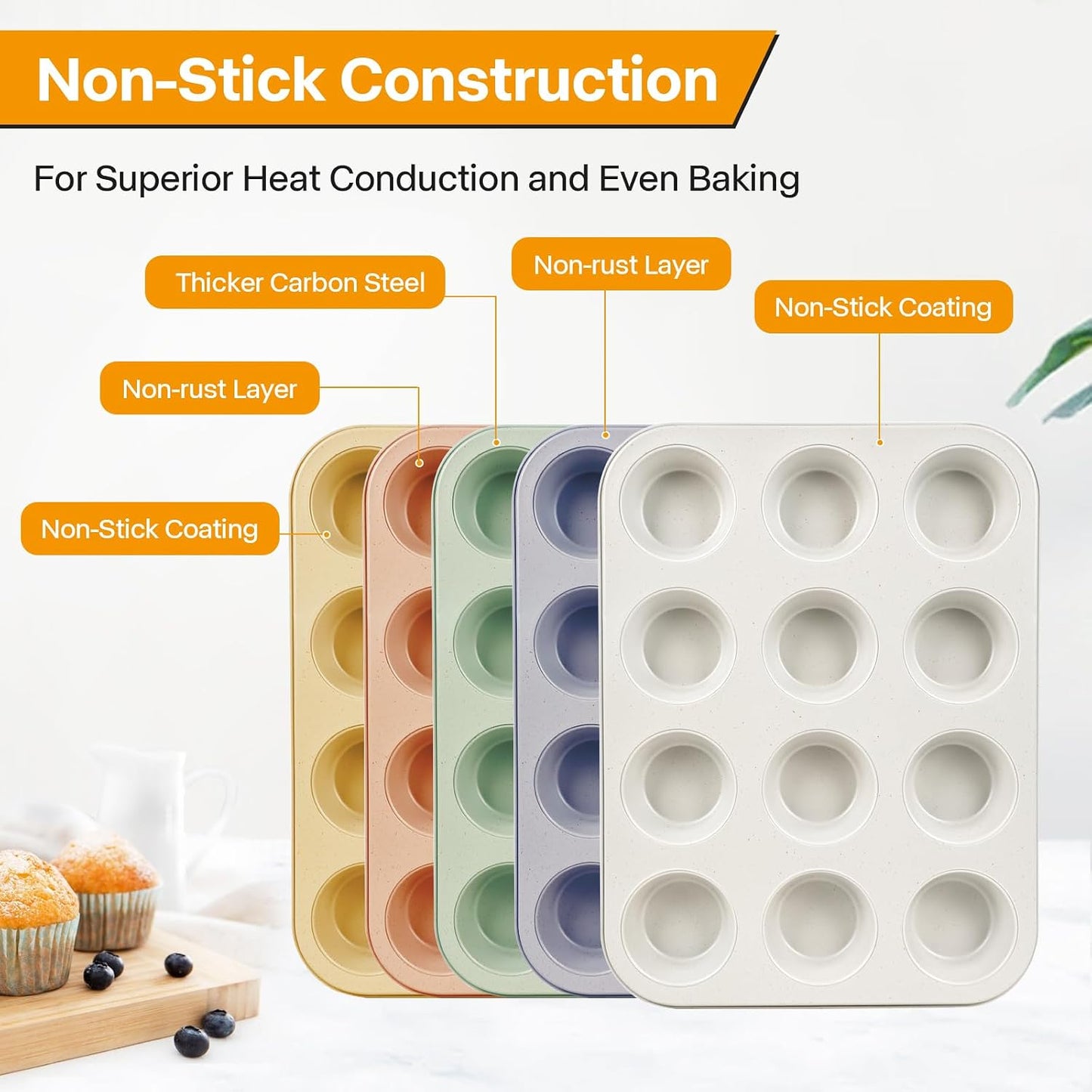 2-Pack Beige 12-Cup Non-Stick Muffin Pans image 4