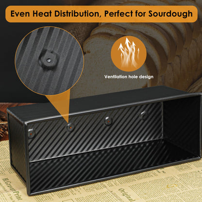 Spmarkt 2.2Lb Bread Pan, Non-Stick Rectangle Pullman Loaf Pan with Lid, Long Sourdough Bread Loaf Pan for Homemade, Deep Bread Tin with Dough Scraper Cutter