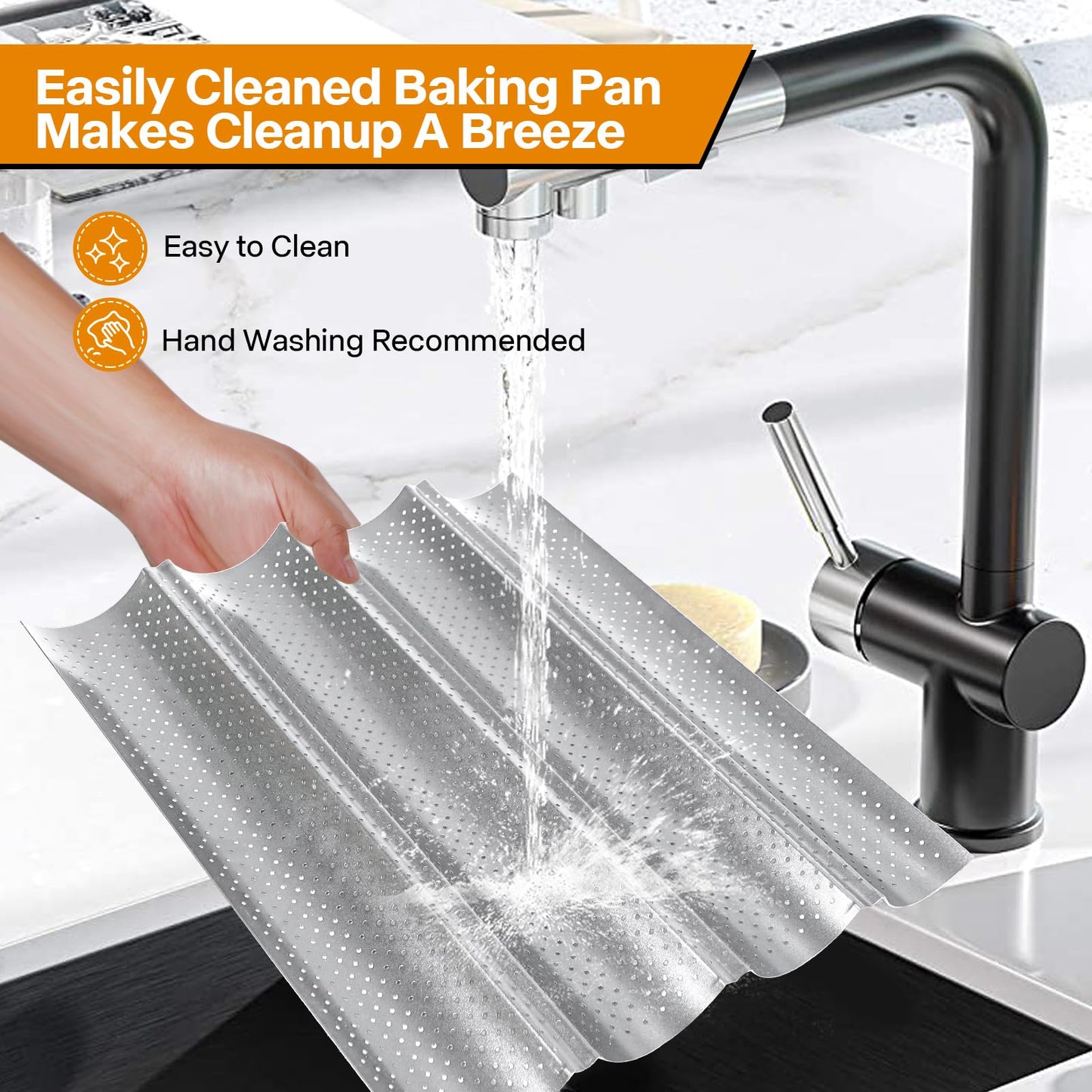 Spmarkt 4-Slot French Baguette Pan Set, Non-Stick French Bread Pan, Baguette Baking Pan with Proofing Cloth, Bread Lame, Home Baking Tools Kit for Homemade Bread