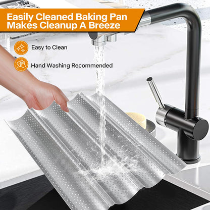 Spmarkt 4-Slot French Baguette Pan Set, Non-Stick French Bread Pan, Baguette Baking Pan with Proofing Cloth, Bread Lame, Home Baking Tools Kit for Homemade Bread