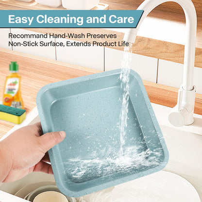 2-Pack 8 inch Square Cake Pan, 8x8 Baking Pan, Cornbread Square Baking Pan, Perfect for Brownies, Lasagna,Oven Safe