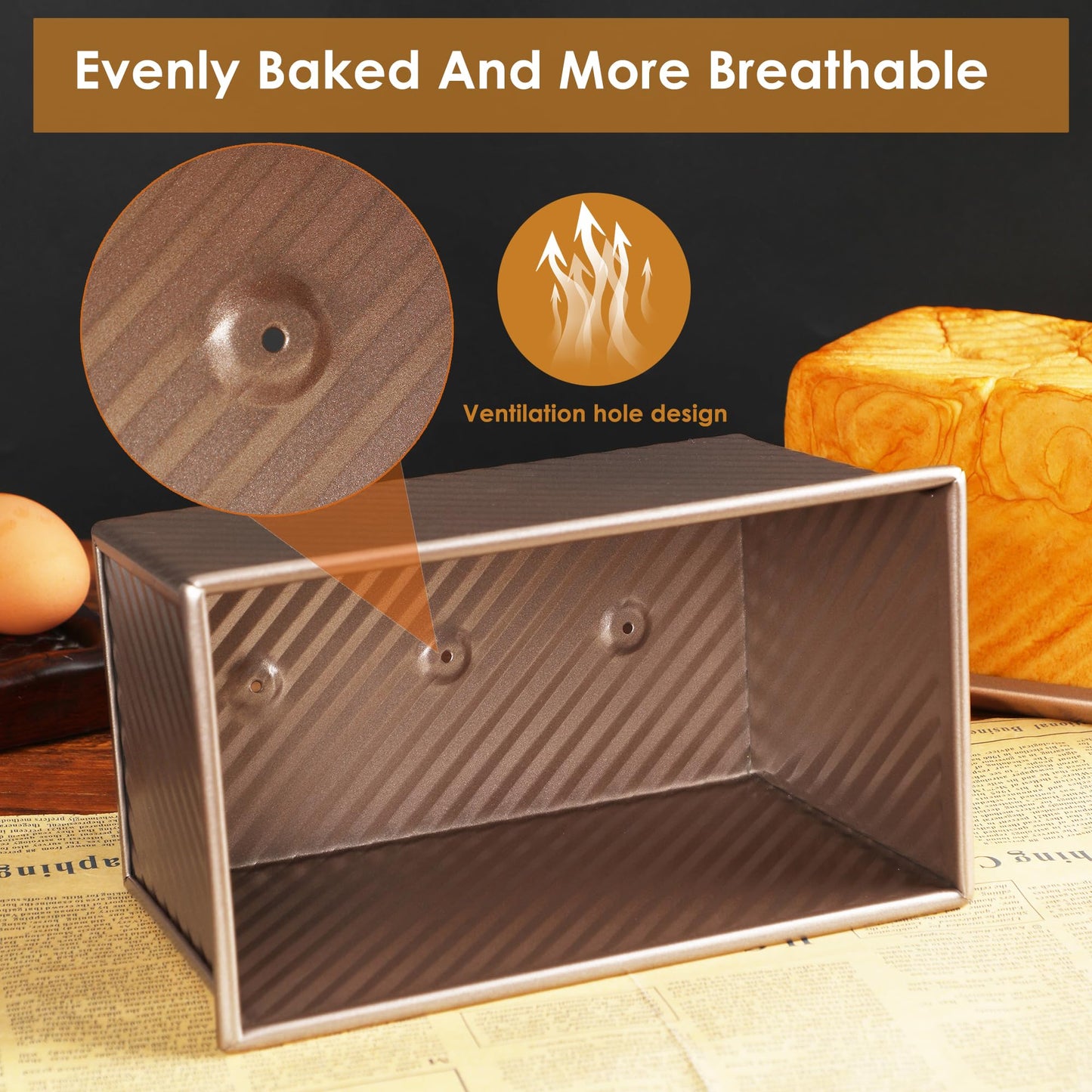 Spmarkt 2pack Pullman Bread Pans with Lid, 1LB Capacity Bread Loaf Pan, Non-Stick, Easy Release Sandwich Bread Loaf Pan for Baking Homemade Bread