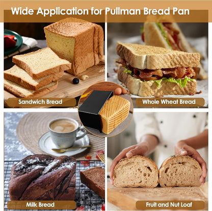 Spmarkt 2pack Pullman Bread Pans with Lid, 1LB Capacity Bread Loaf Pan, Non-Stick, Easy Release Sandwich Bread Loaf Pan for Baking Homemade Bread