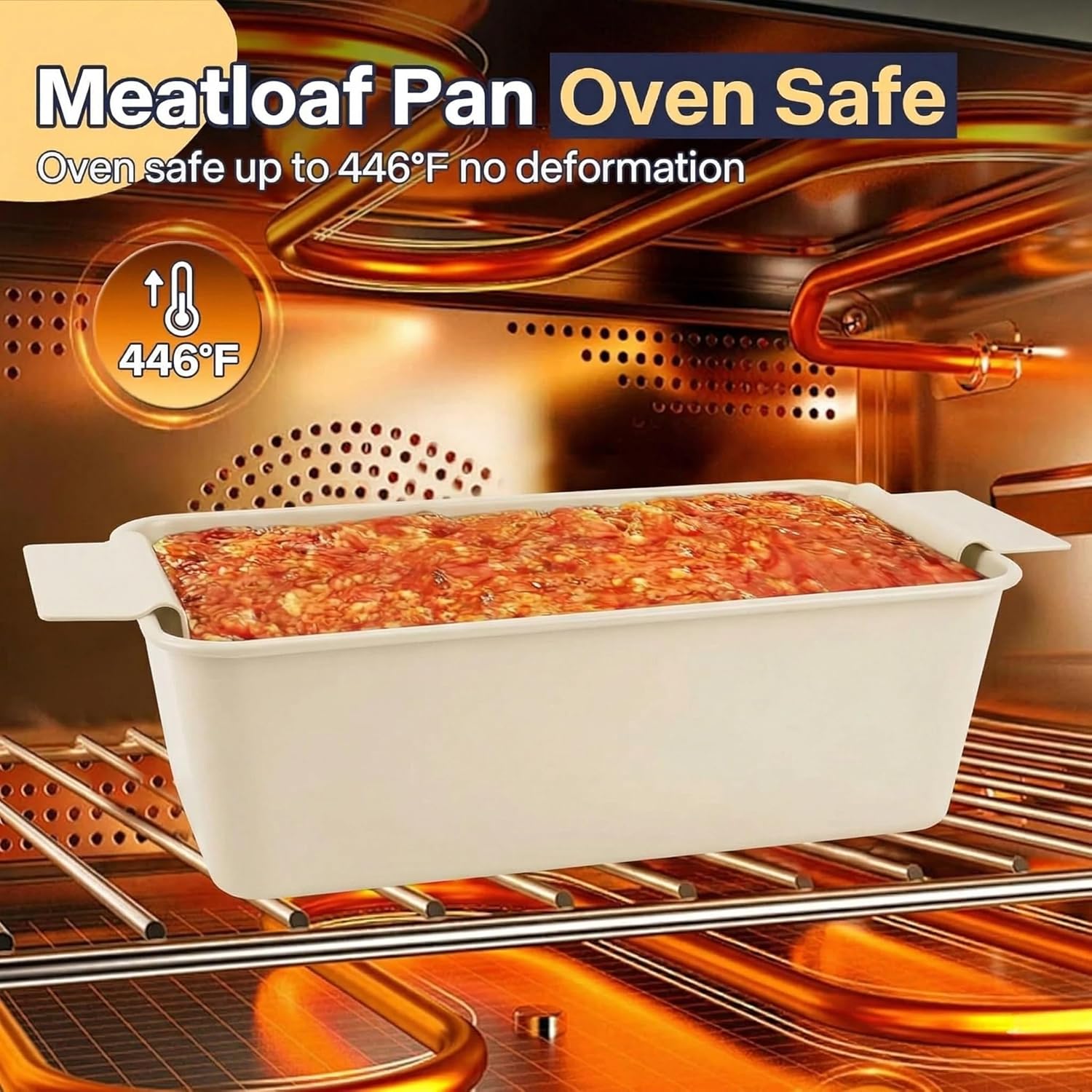 2-Pack Beige Meatloaf Pans with Drain Inserts image 5