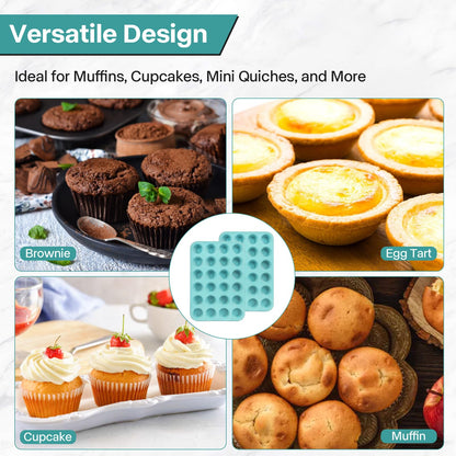 Spmart 2-Pack 24-Cup Nonstick Ceramic-Coated Mini Muffin Pan | Durable & Easy Clean Muffin Tins | Perfect for Small Baked Goods & Party Treats (Pink)