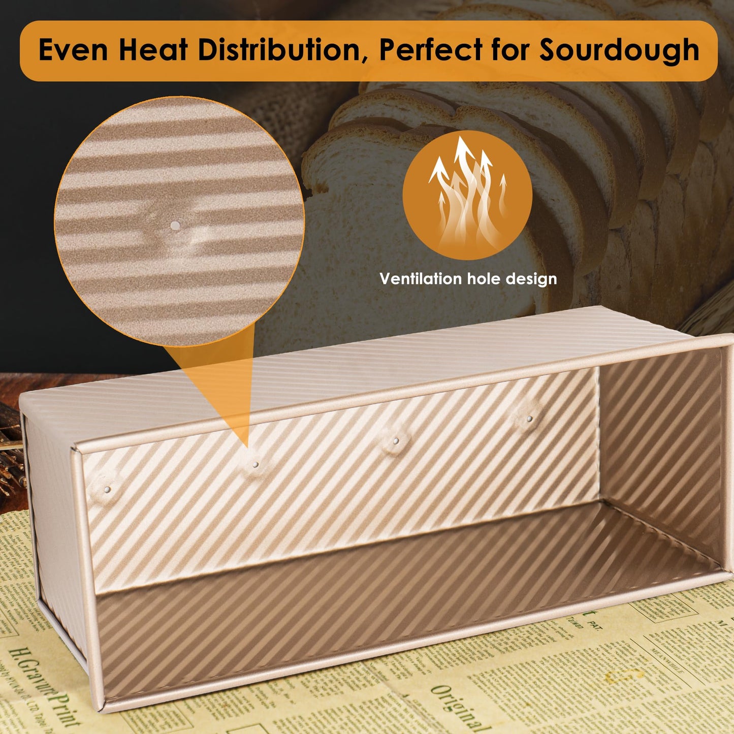 Spmarkt 2pack Pullman Bread Pans with Lid, 1LB Capacity Bread Loaf Pan, Non-Stick, Easy Release Sandwich Bread Loaf Pan for Baking Homemade Bread