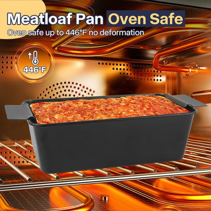Spmarkt 2-Pack Premium 5-Layer PTFE Non-Stick Meat Loaf Pan Set with Drip Trays | Easy Release | Oven-Safe 2-Piece Loaf Pans for Healthy Cooking, Easy to Clean