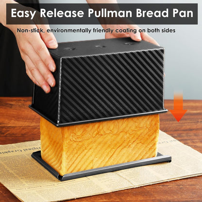 Spmarkt 2pack Pullman Bread Pans with Lid, 1LB Capacity Bread Loaf Pan, Non-Stick, Easy Release Sandwich Bread Loaf Pan for Baking Homemade Bread