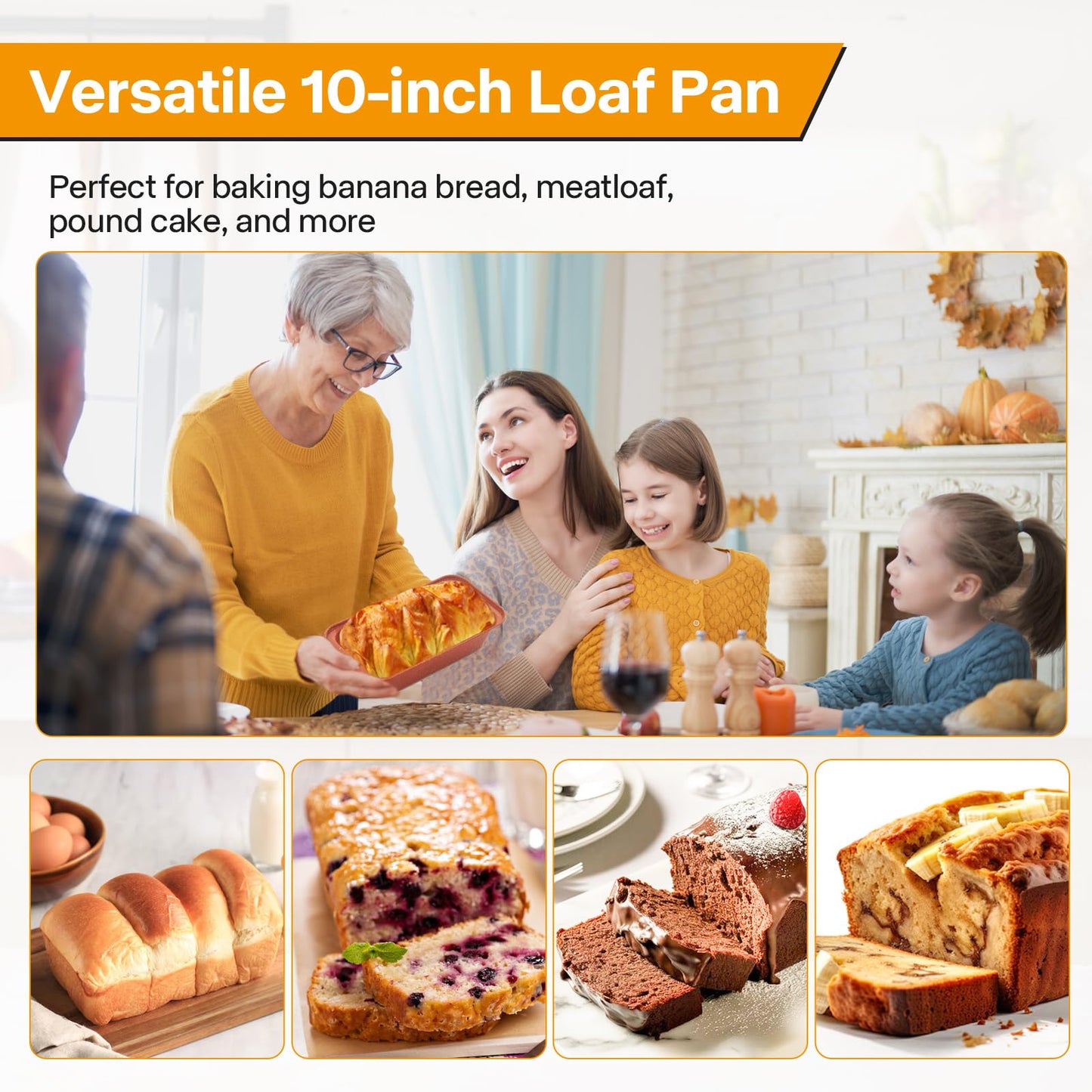 Spmarkt 2-Pack Bread Pan, 10inch Non-Stick Bread Loaf Pan, Bread Pans for Homemade Bread, Loaf Pans for Baking Bread 9x5