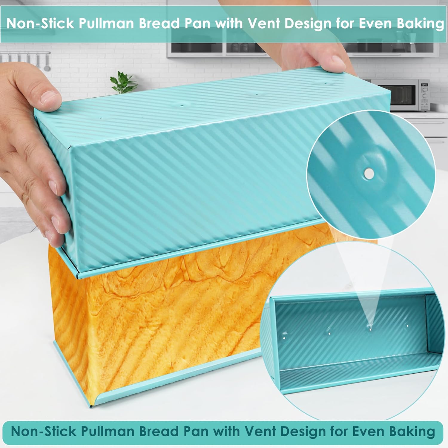 Blue 13-Inch 2.2 lb Pullman Loaf Pan with Lid image 2
