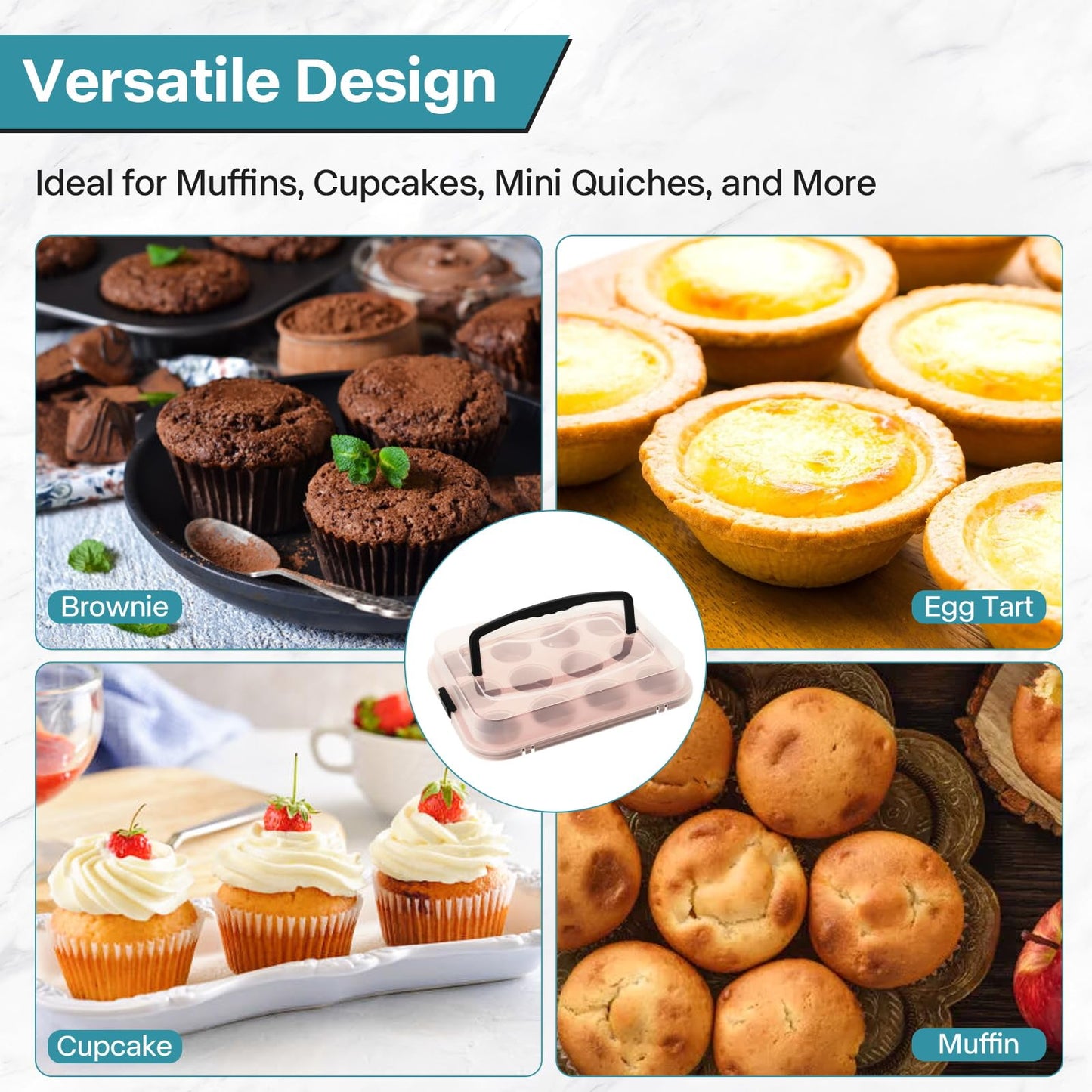 2-Pack Pink 12-Cup Muffin Pan with Lid - Spmarkt B0D4QFKJSR