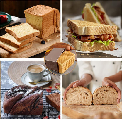 Spmarkt 2pack Pullman Bread Pans with Lid, 1LB Capacity Bread Loaf Pan, Non-Stick, Easy Release Sandwich Bread Loaf Pan for Baking Homemade Bread